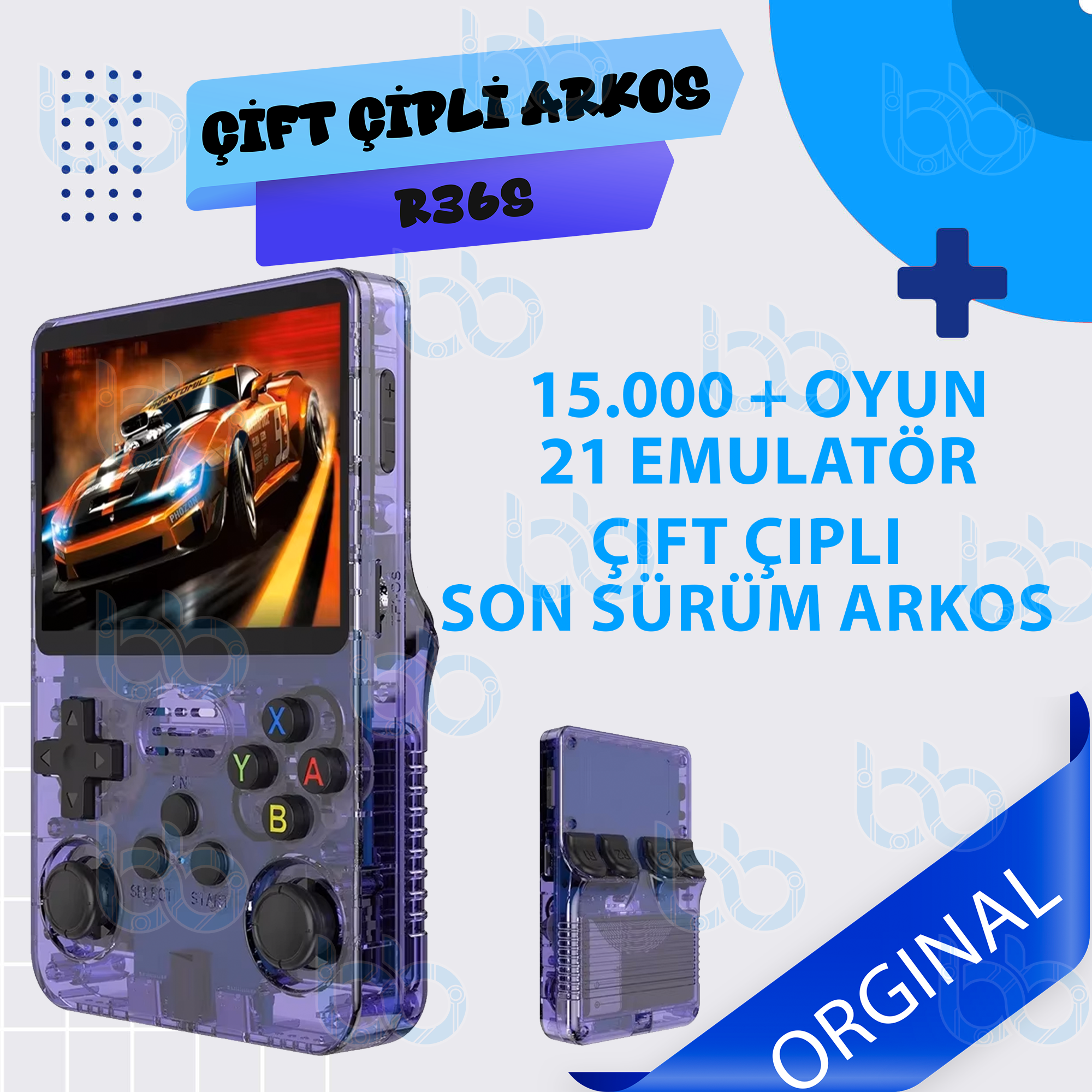 Bilişim Burada R36S Çift Çipli 2GB RAM  64GB 21 Emülatör  Arkos Yeni Sürüm 15-000+ Oyun Konsolu